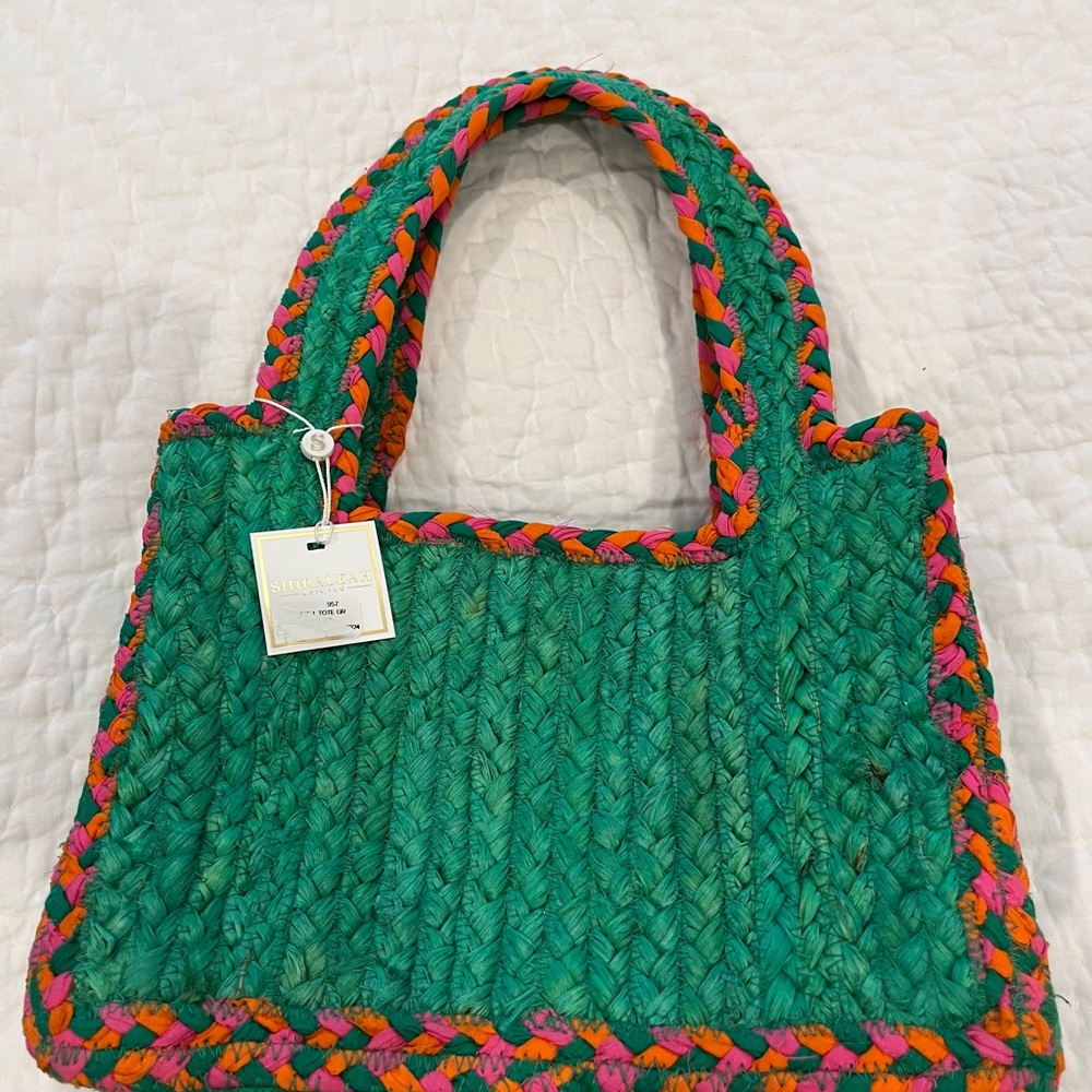 Shiraleah woven jute handbag green